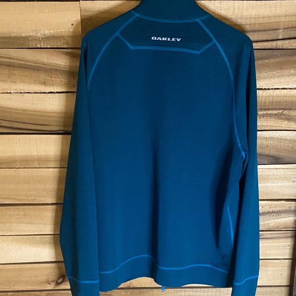 Oakley turquoise Full-Zip Jacket size XXL ribbed fabric 2 way zipper 2 pockets - Picture 5 of 6